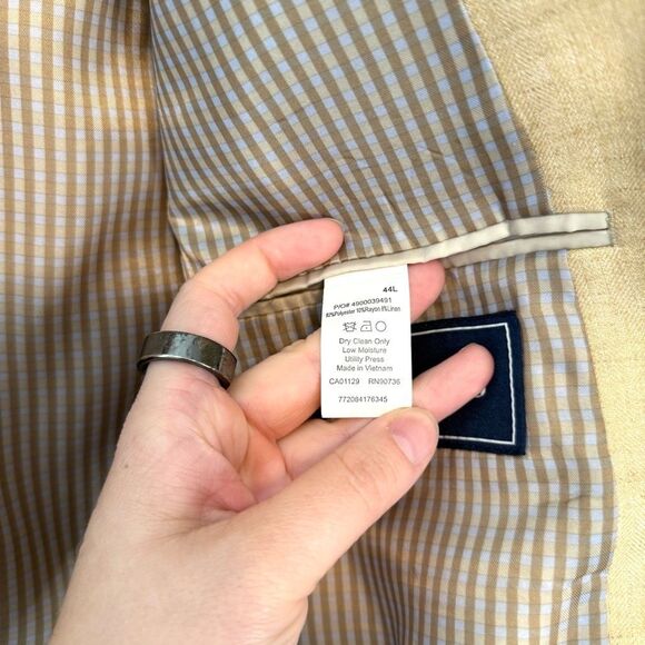 Chaps Men’s Tan Camel Linen Blend Sport Coat Size 44L - Picture 6 of 8